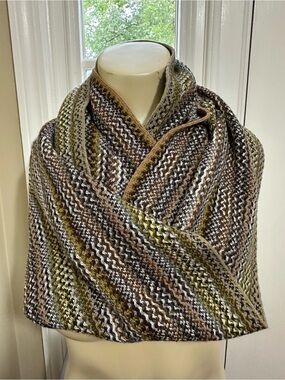 J. Jill Multicolor Knit Infinity Scarf Brown Green Cozy Loop Scarf